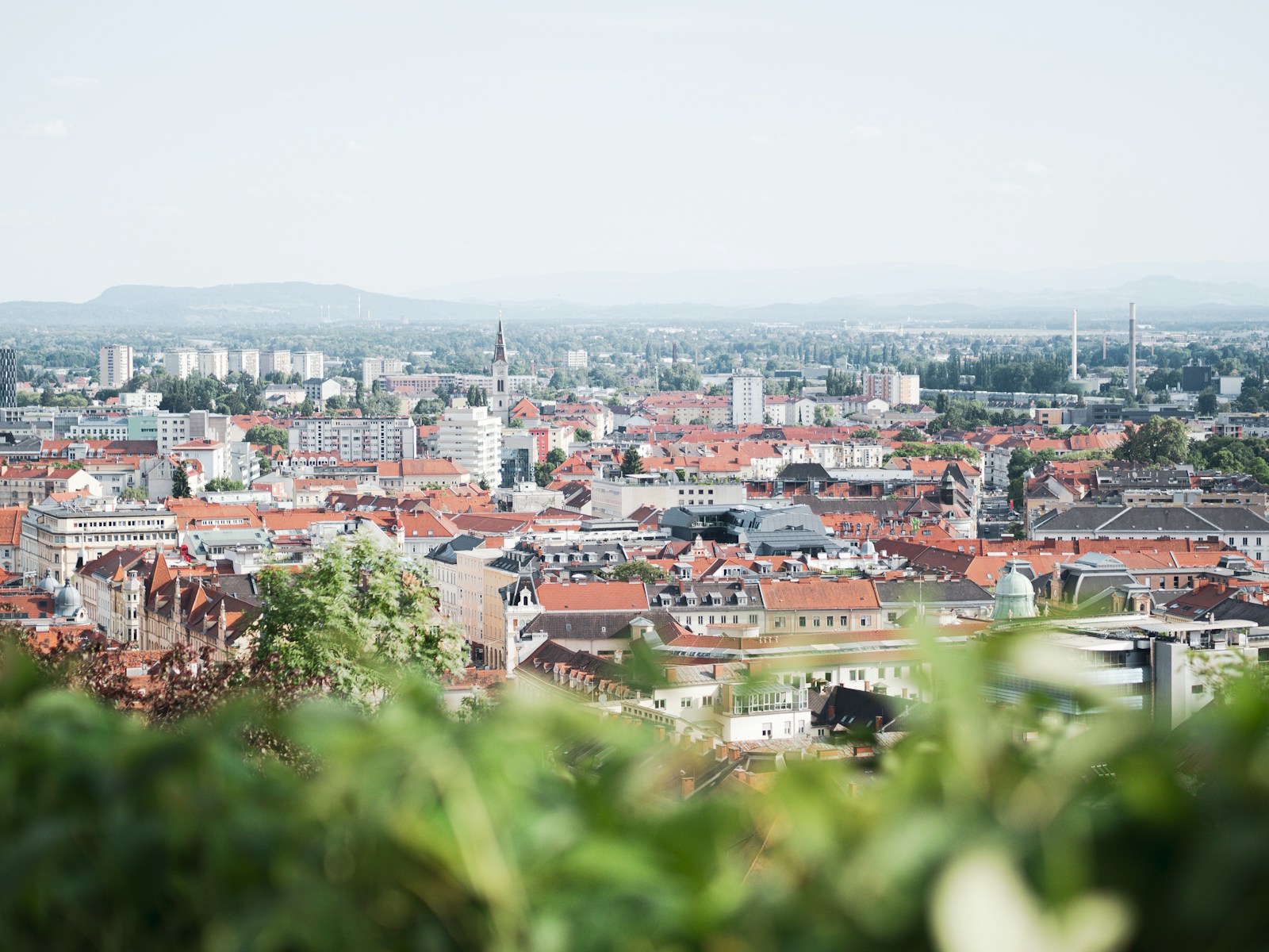a view of a city from the top of a hill