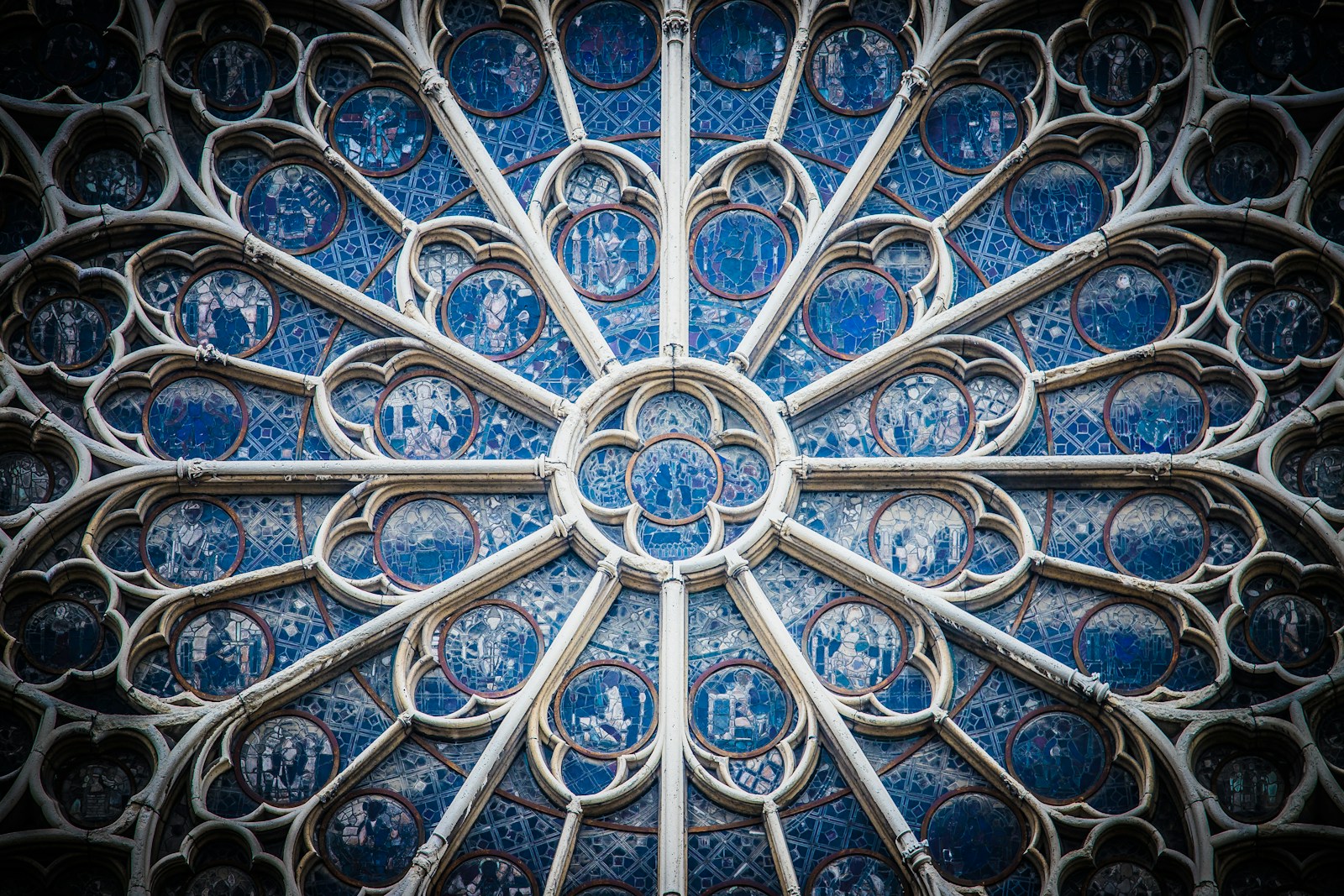 white and blue building